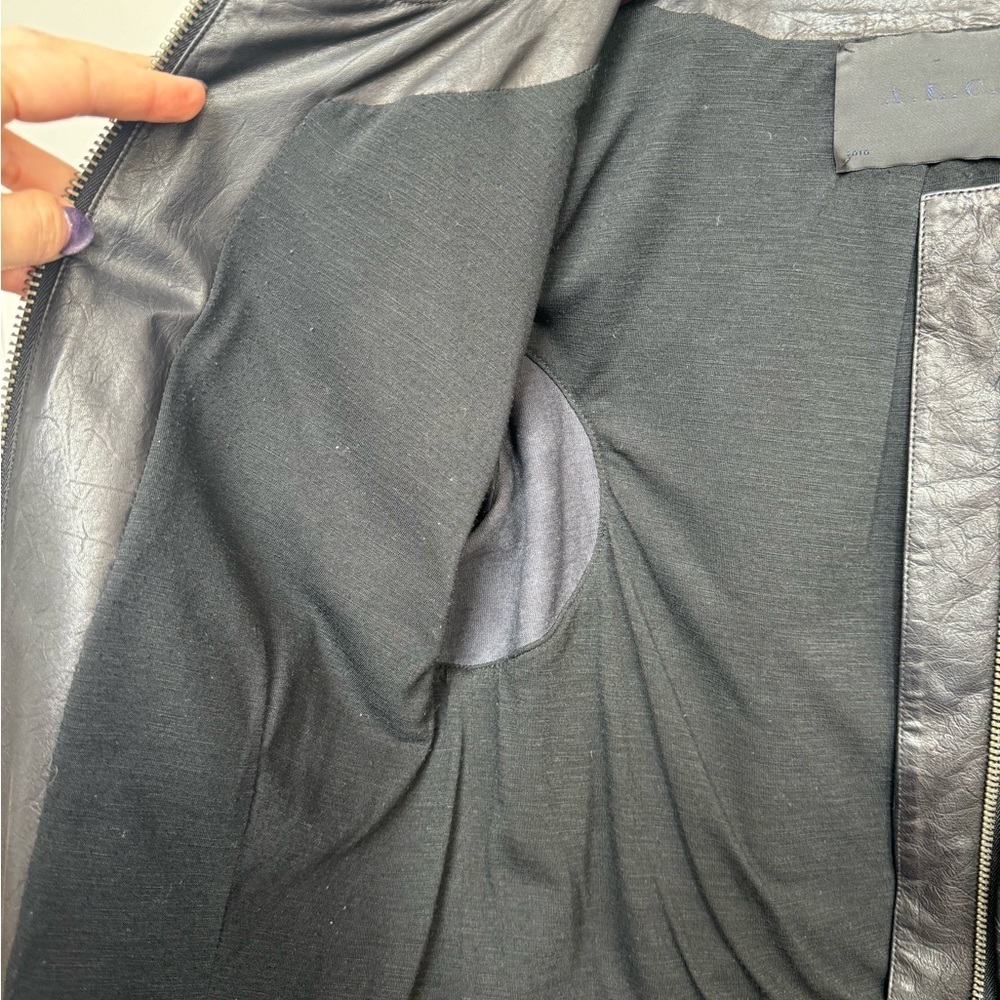 A.L.C. Black and Navy Leather Jacket - Picture 6 of 7